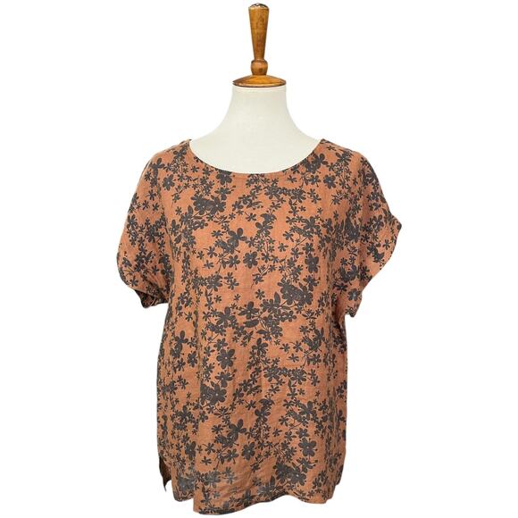 Bellambra 100% Linen Tunic Boho Feminine Short Sleeve Top Size Medium - Picture 1 of 6